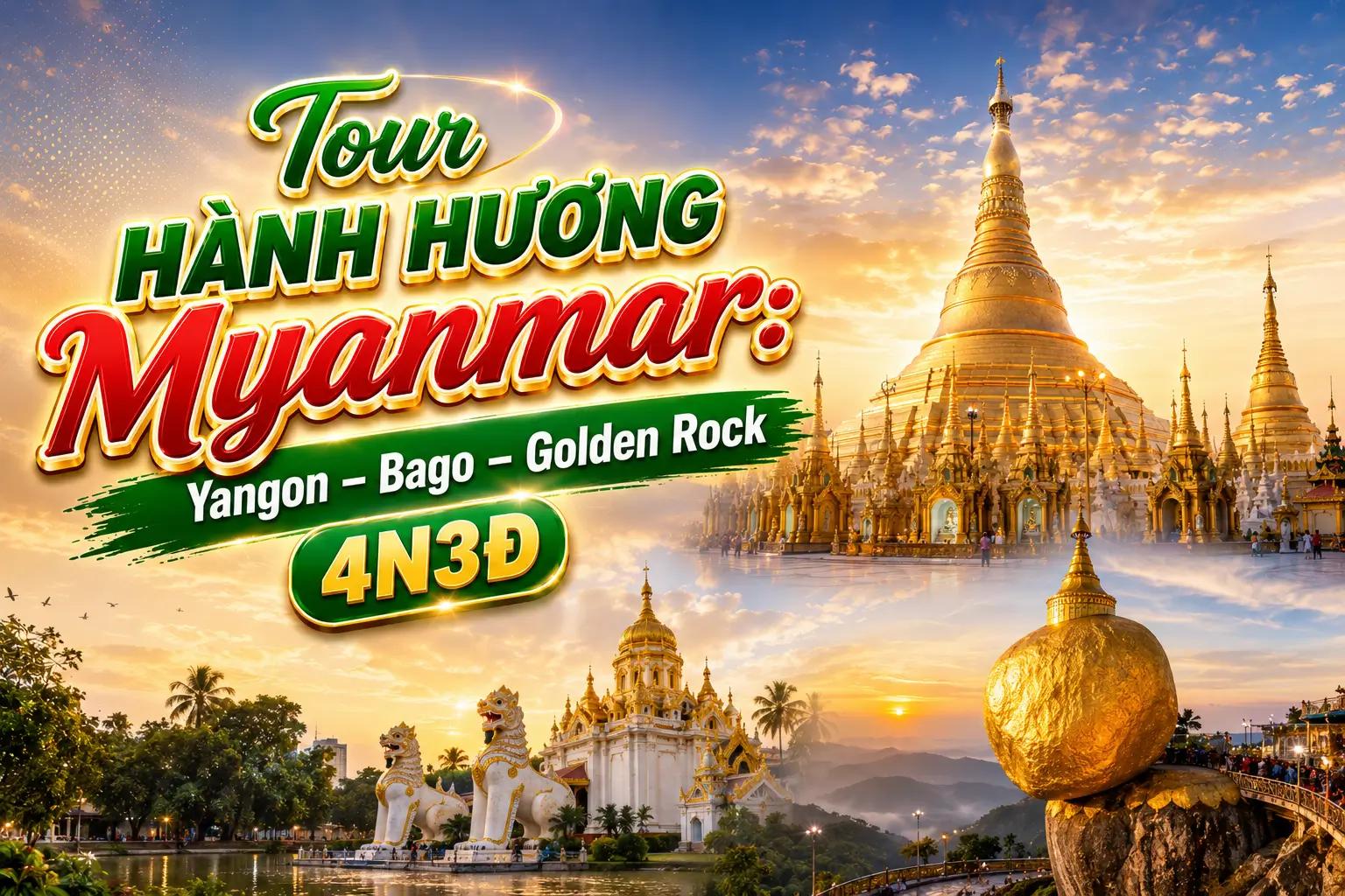 Tour Hành Hương Myanmar: Yangon – Bago – Golden Rock 4N3Đ